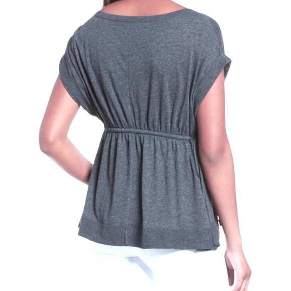 Caslon Comfy Side Tie Waist Top Petite Small Gray Cotton Blend Blouse NWT - Picture 3 of 14